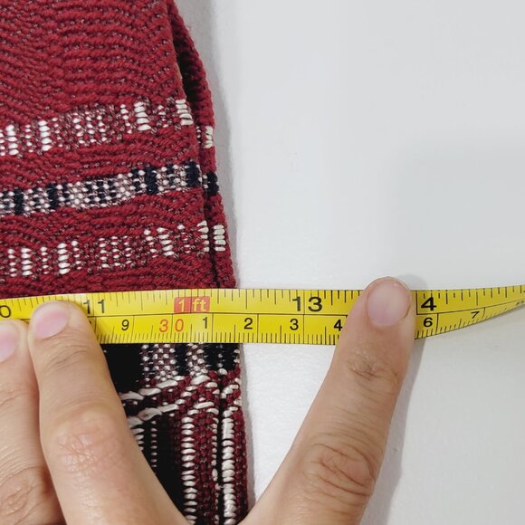 Handmade Women's Red & White Woven Handmade Wood Handles Purse Handbag One Size - Picture 5 of 6